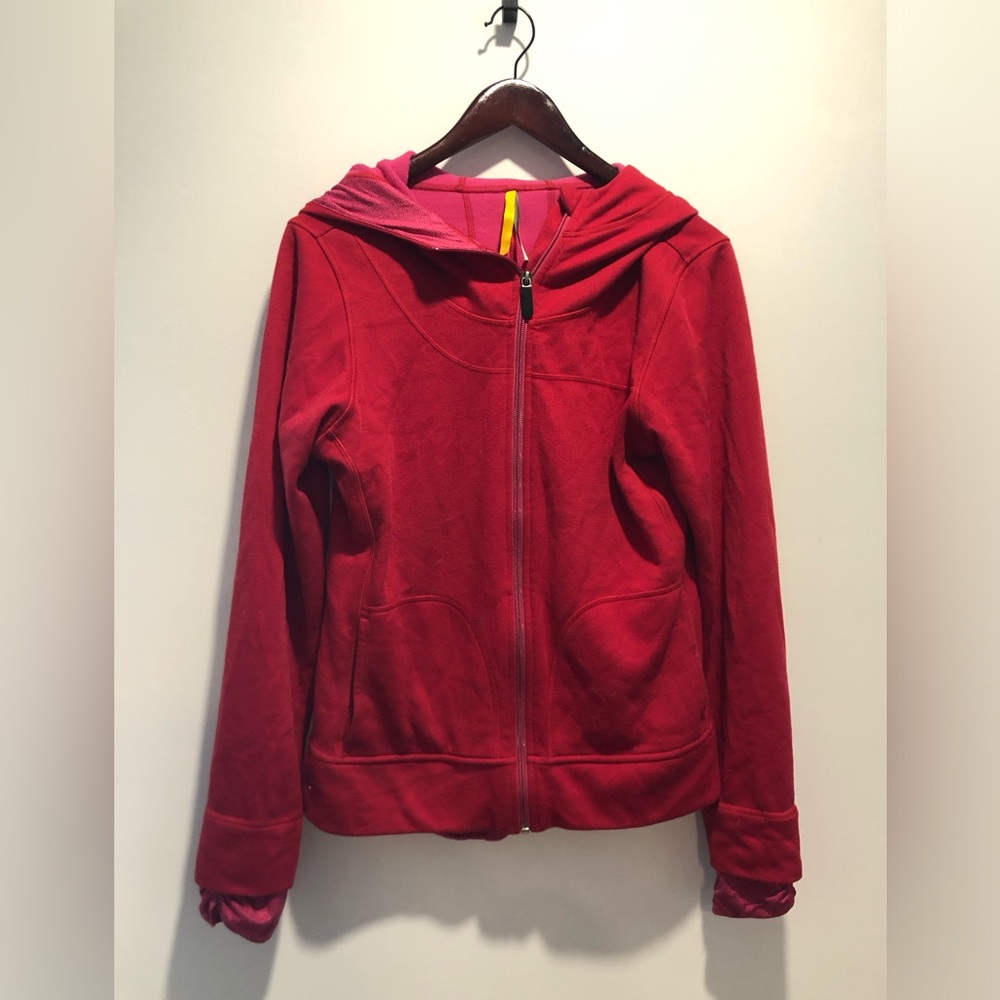 Red Zip-Up Hoodie with Hood Lole